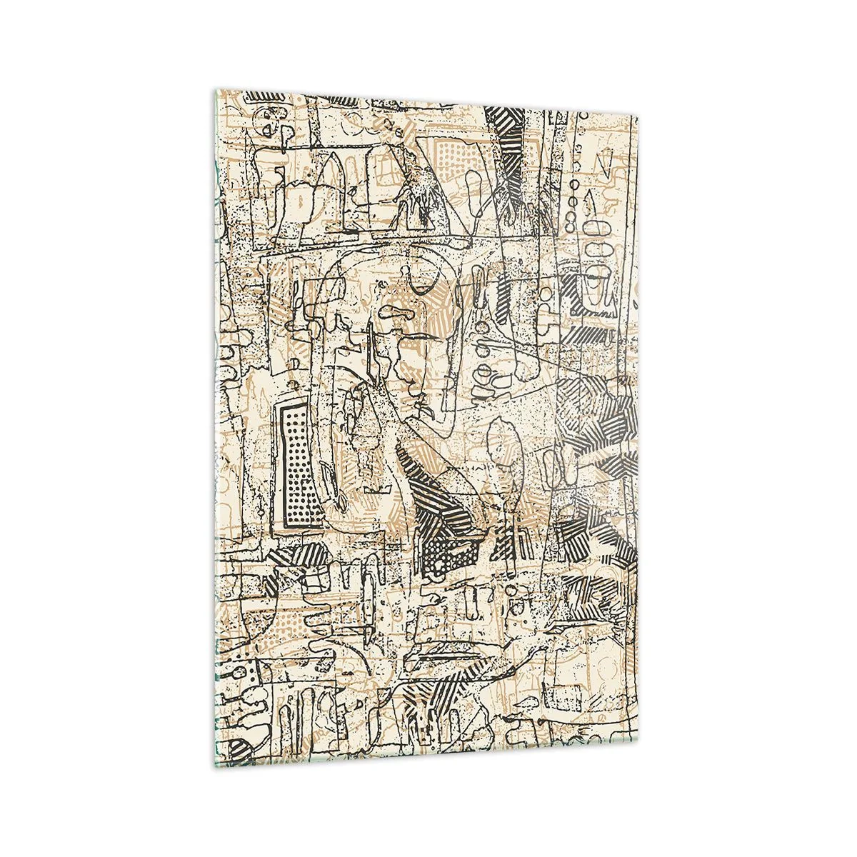 Impression sur verre - Image sur verre - Une structure abstraite complexe avec des motifs géométriques et esquissés. - 50x70cm - Il attend d'être décodé - Décoration murale moderne pour le salon et la chambre ARTTOR