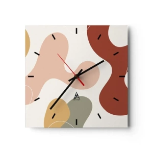 Horloge murale - Pendule murale - Une composition abstraite aux tons pastel avec des formes dynamiques. - 30x30cm - Entrelac - Décoration murale moderne pour le salon et la chambre ARTTOR