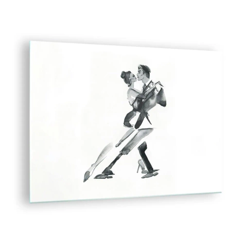 Impression sur verre - Image sur verre - Un couple dansant le tango à l'aquarelle noir et blanc - 70x50cm - En un battement - Décoration murale moderne pour le salon et la chambre ARTTOR