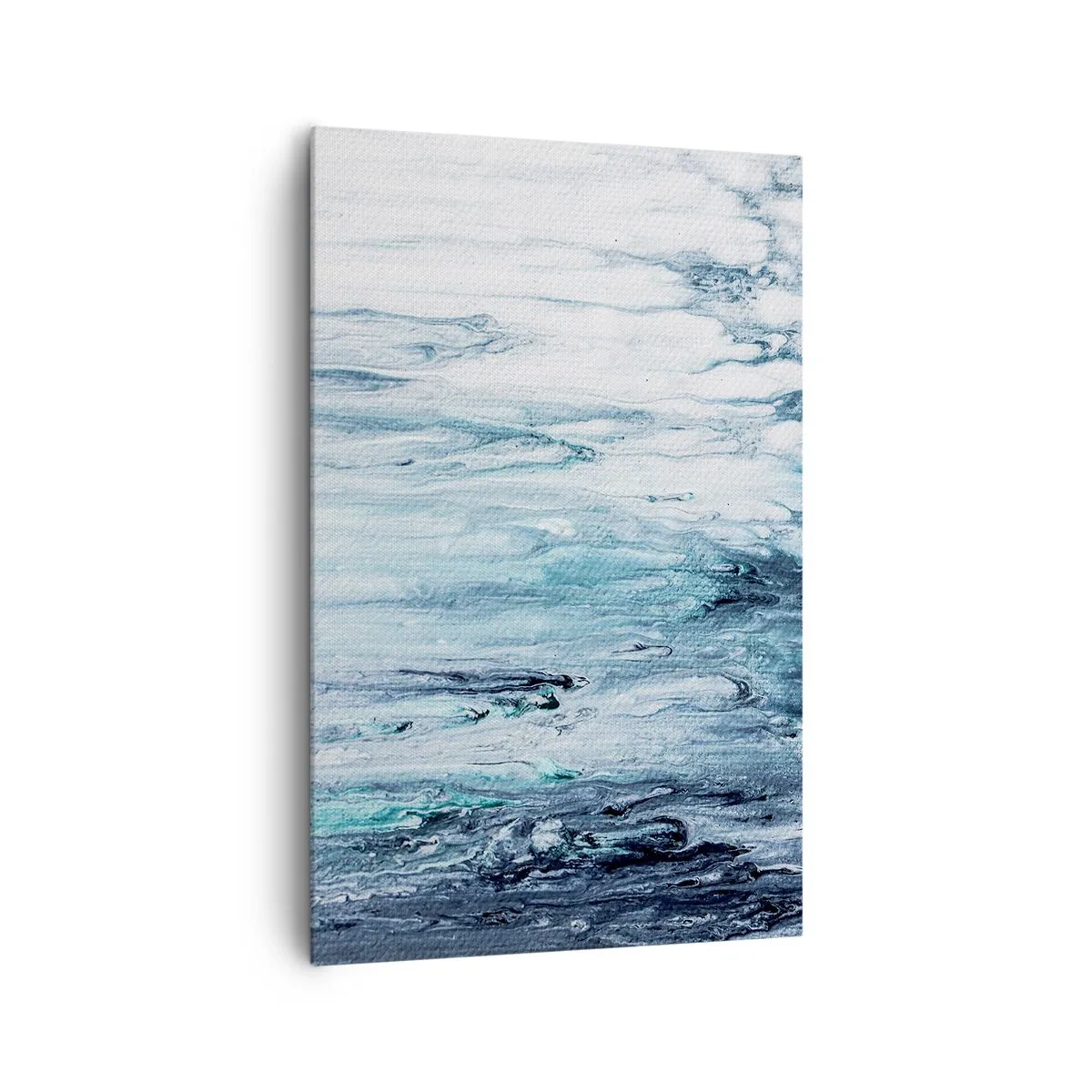 Impression sur toile - Image sur toile - Des stries bleues et blanches abstraites ressemblant à des glaçons - 80x120cm - Une glace bleue - Décoration murale moderne pour le salon et la chambre ARTTOR