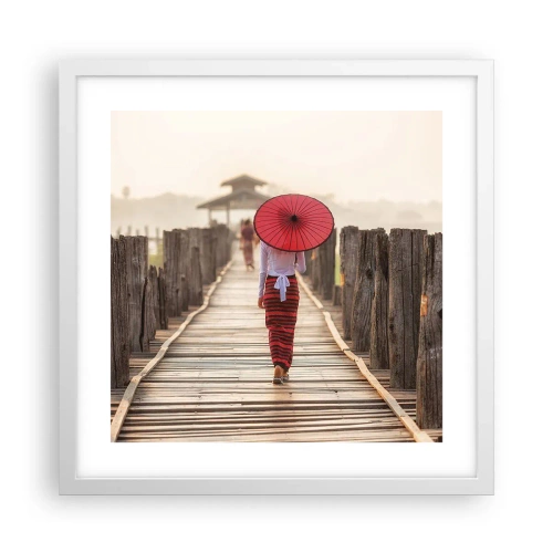 Affiche dans un cadre blanc - Poster - Sur le vieux pont - 40x40 cm