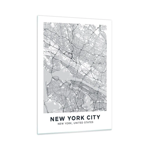 Impression sur verre - Image sur verre - Une carte des rues et des quartiers des grandes villes sous forme monochrome - 50x70cm - Anatomie de la métropole - Décoration murale moderne pour le salon et la chambre ARTTOR