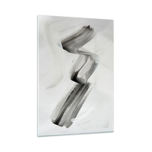 Impression sur verre - Image sur verre - Coup de pinceau abstrait gris sur fond clair - 50x70cm - Mine de rien pour s'amuser - Décoration murale moderne pour le salon et la chambre ARTTOR