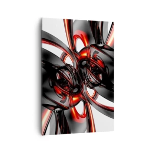Impression sur toile - Image sur toile - Graphiques 3D abstraits avec des éléments noirs et rouges - 70x100cm - Mouvement de graphite et rouge - Décoration murale moderne pour le salon et la chambre ARTTOR