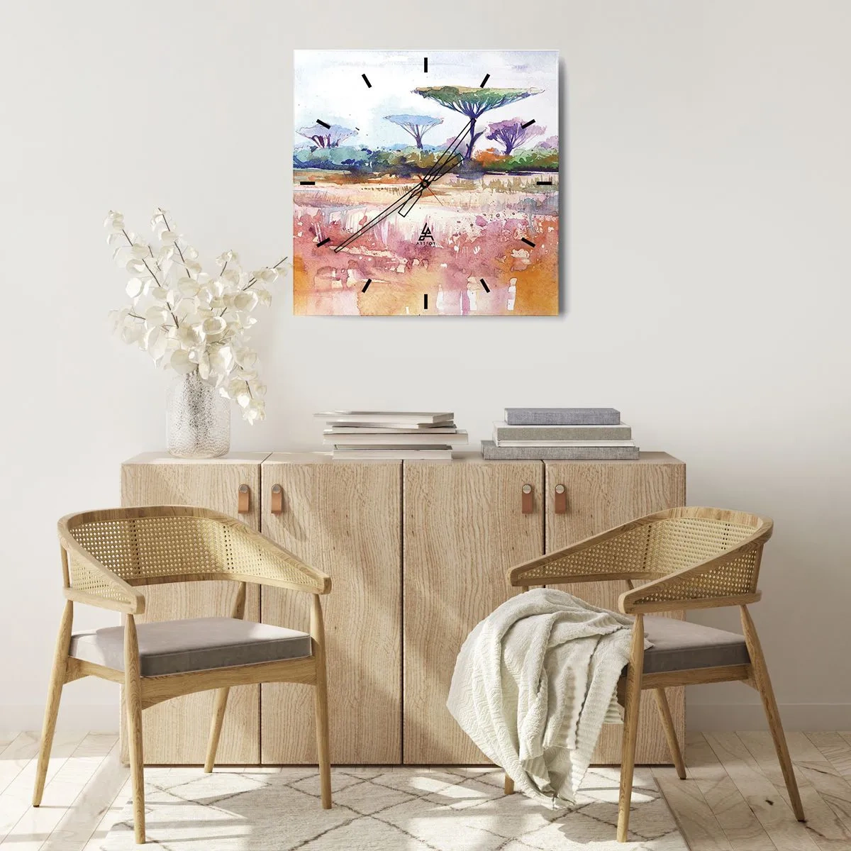 Horloge murale - Pendule murale - Couleurs de savane - 40x40 cm