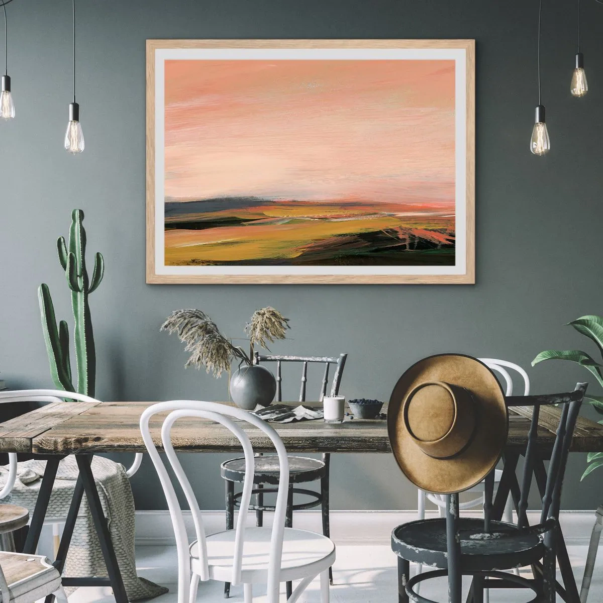 Affiche dans un chêne clair - Poster - Dans les tons de roses - 70x50 cm