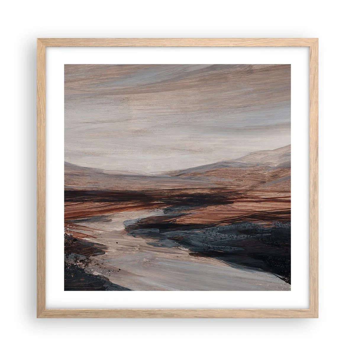 Affiche dans un chêne clair - Poster - Une vallée tranquille - 50x50 cm