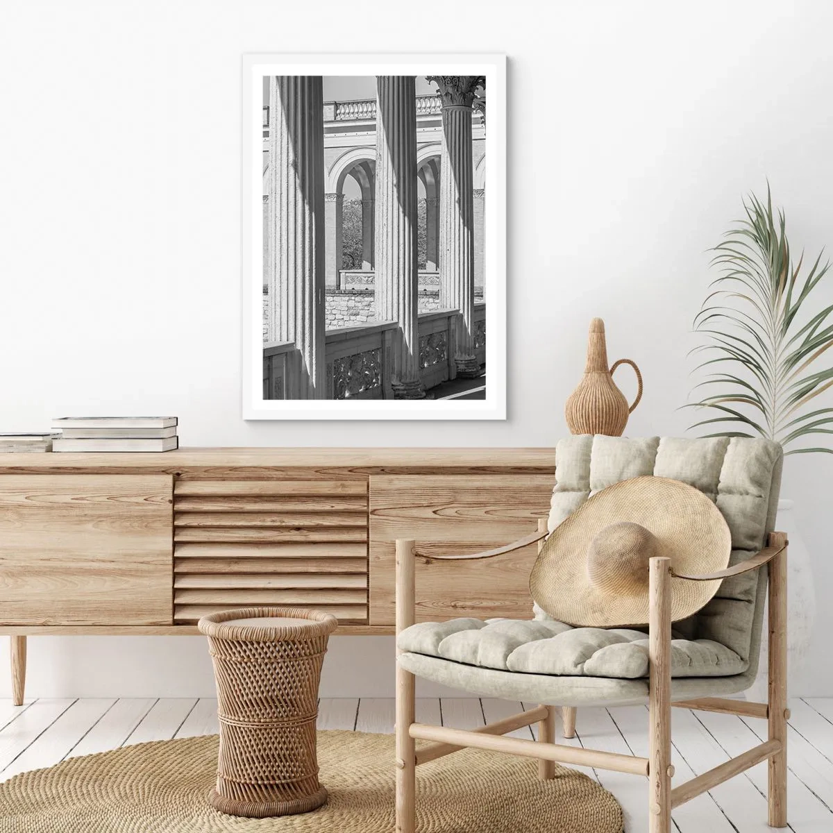 Affiche dans un cadre blanc - Poster - Arcade ensoleillée - 70x100 cm