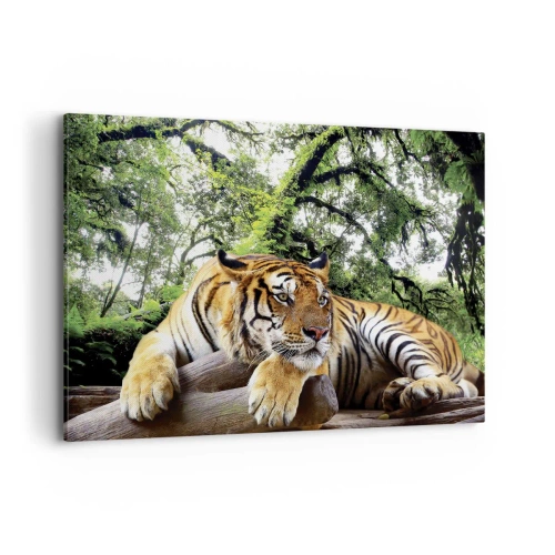 Impression sur toile - Image sur toile - Un tigre se reposant dans une forêt tropicale - 100x70cm - Cordialement - Décoration murale moderne pour le salon et la chambre ARTTOR