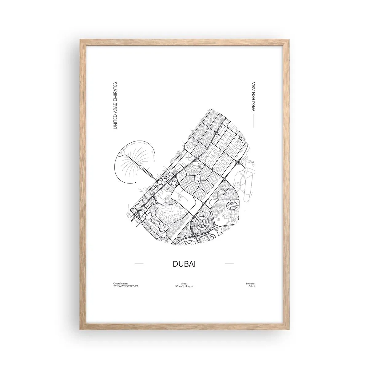 Affiche dans un chêne clair - Poster - Anatomie de Dubaï - 50x70 cm