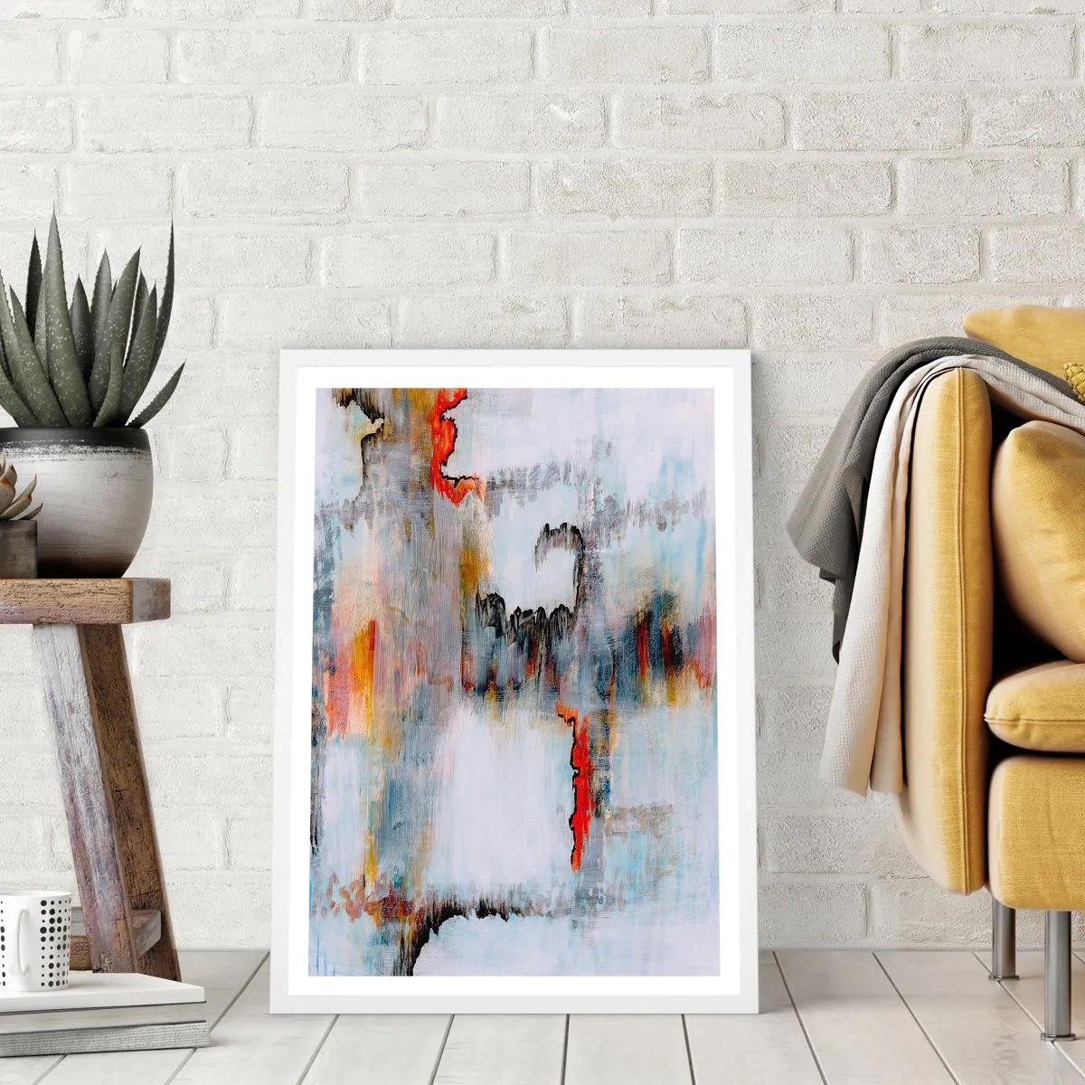 Affiche dans un cadre blanc - Poster - Un bâton sur l'eau - 30x40 cm