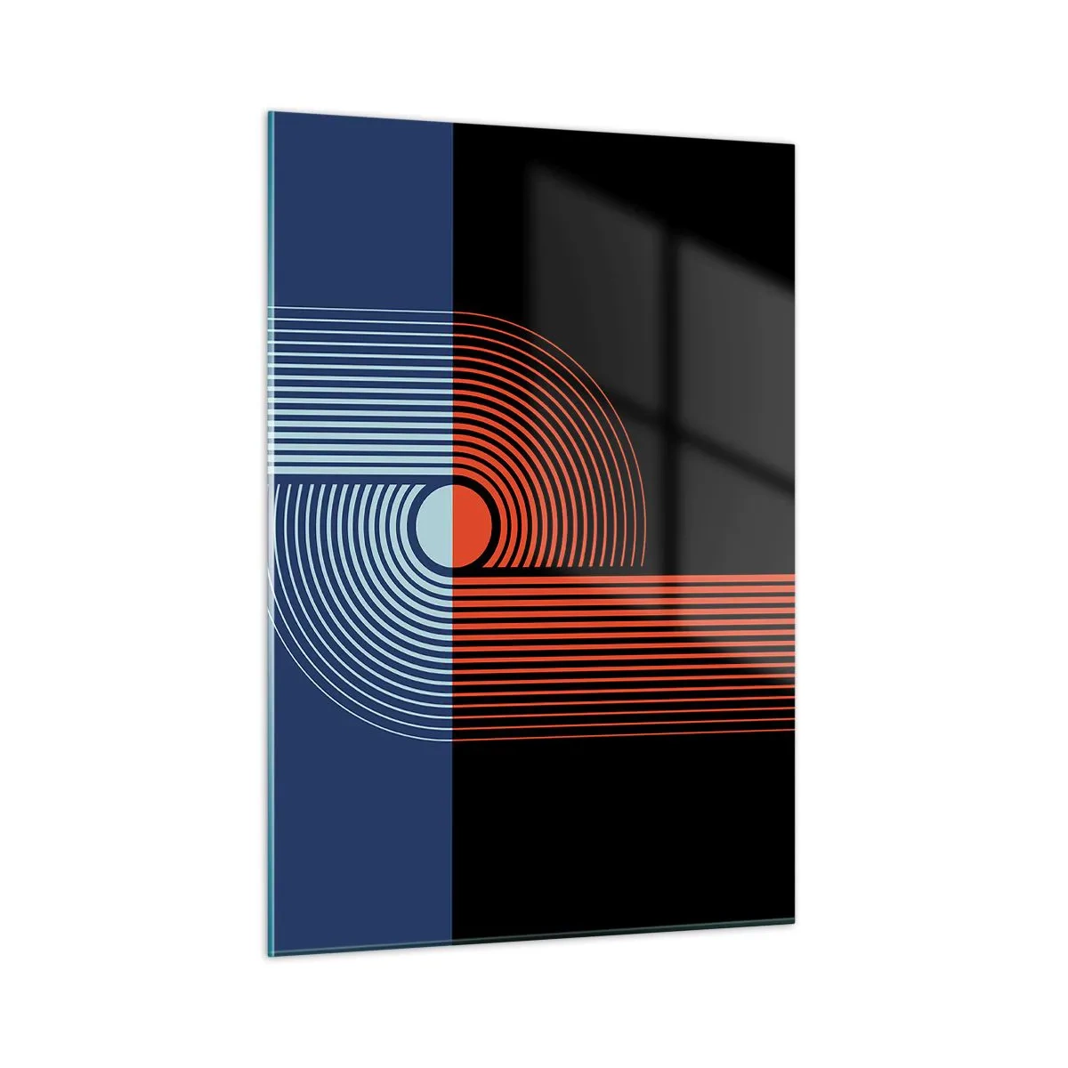 Impression sur verre - Image sur verre - Graphiques géométriques modernes aux couleurs contrastées - 50x70cm - Dans une étreinte géométrique - Décoration murale moderne pour le salon et la chambre ARTTOR
