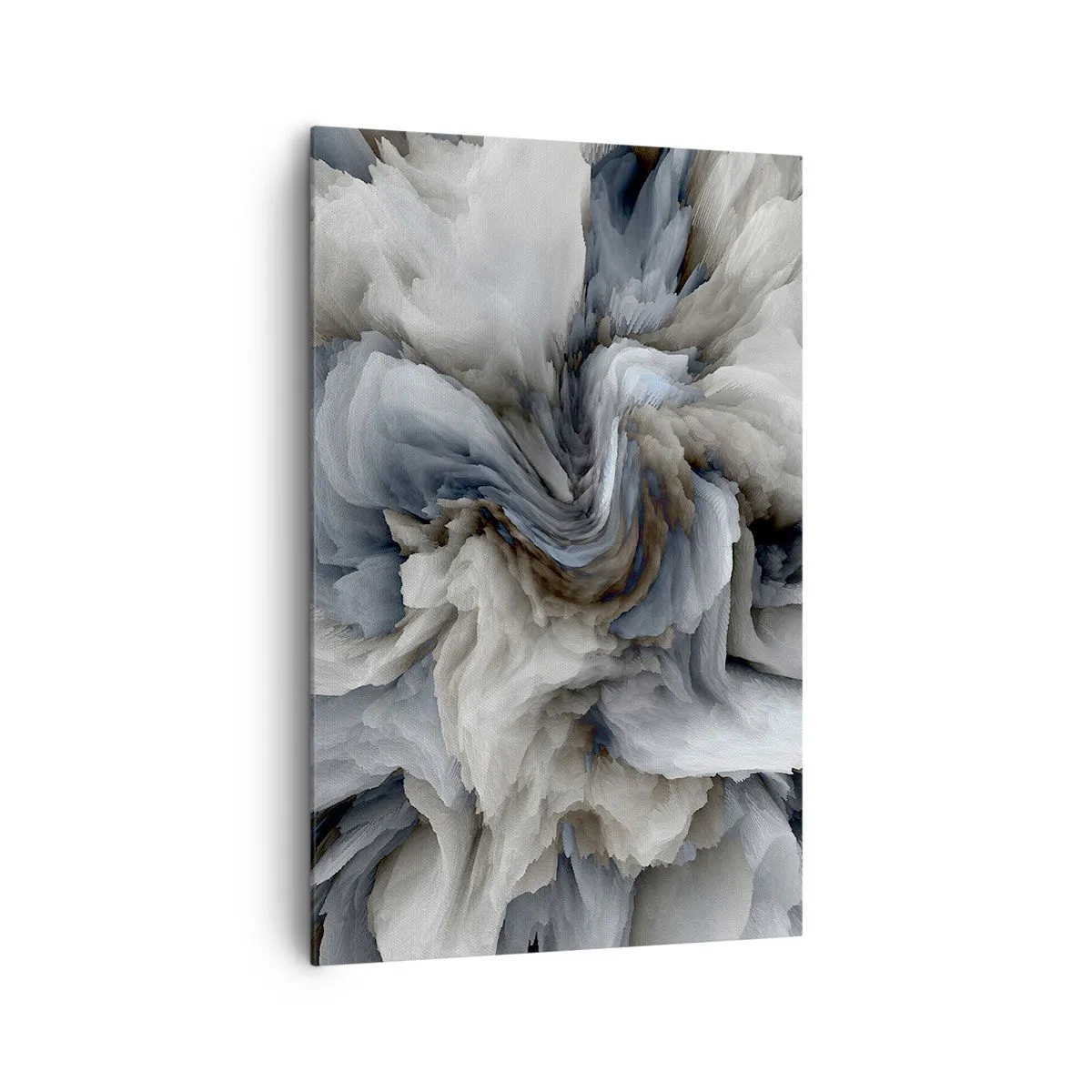 Impression sur toile - Image sur toile - Tourbillon abstrait dans les tons de gris et de bleu - 80x120cm - Pierre et fleur - Décoration murale moderne pour le salon et la chambre ARTTOR