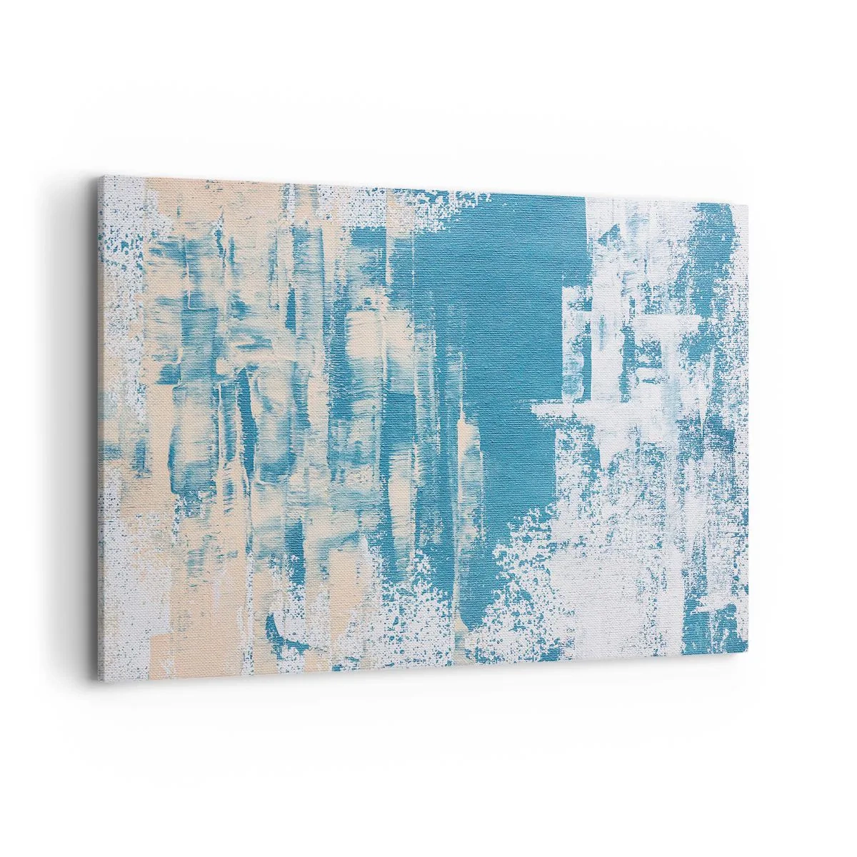 Impression sur toile - Image sur toile - Composition abstraite dans les tons de bleu et de blanc - 100x70cm - À travers un iceberg - Décoration murale moderne pour le salon et la chambre ARTTOR