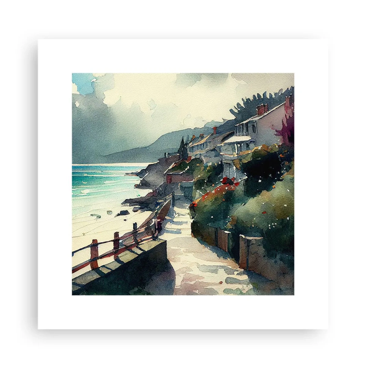 Affiche - Poster - Ville méditerranéenne - 30x30 cm