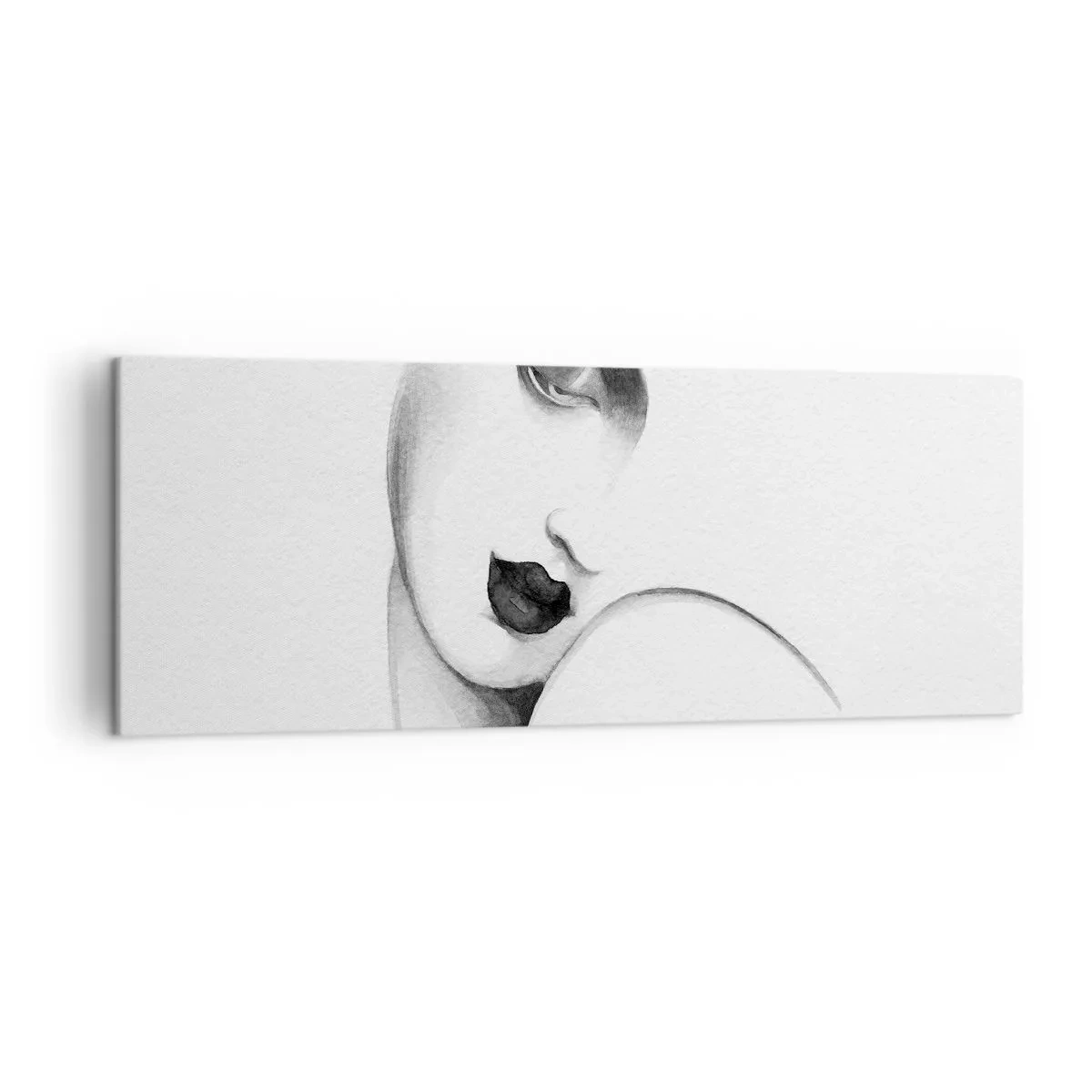 Impression sur toile - Image sur toile - Un portrait subtil d'une femme dans un style monochrome - 140x50cm - Dans le style de Lempicka - Décoration murale moderne pour le salon et la chambre ARTTOR