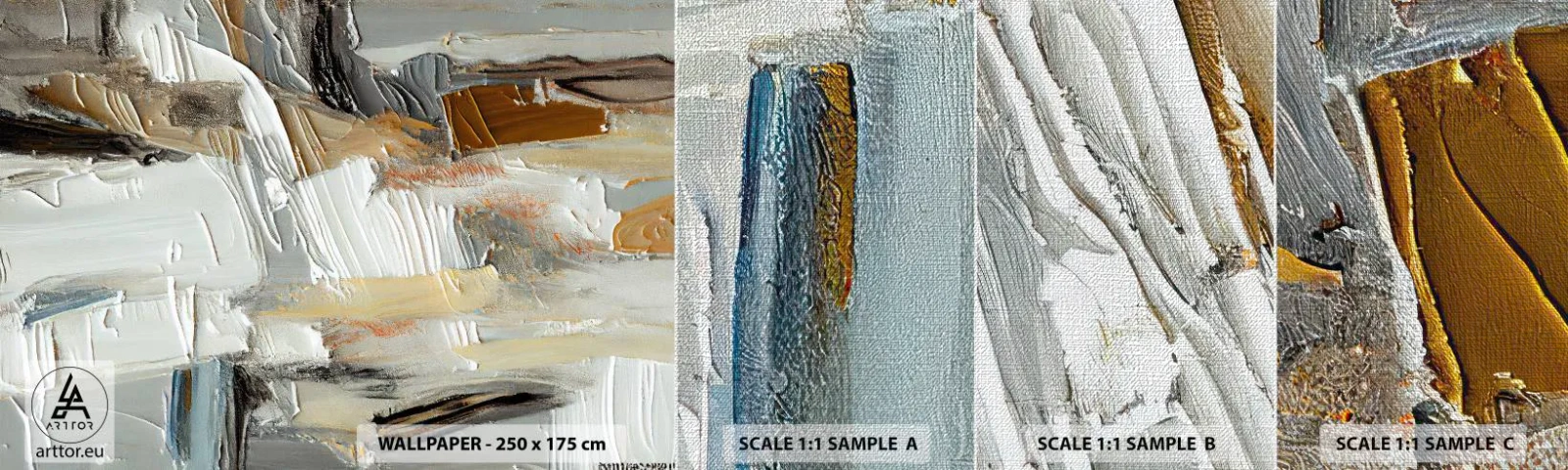 Échantillon de Papier Peint Premium Canvas - Couches colorées - Morceau, Peinture, Peinture - 100x30 cm