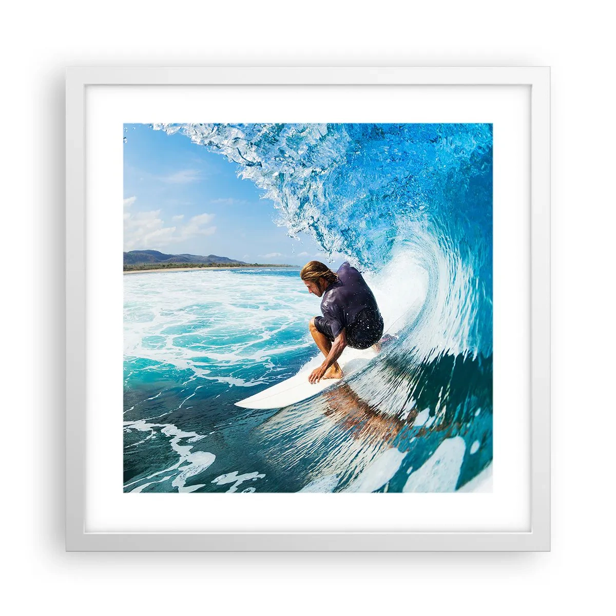 Affiche dans un cadre blanc - Poster - Danse avec les vagues - 40x40 cm
