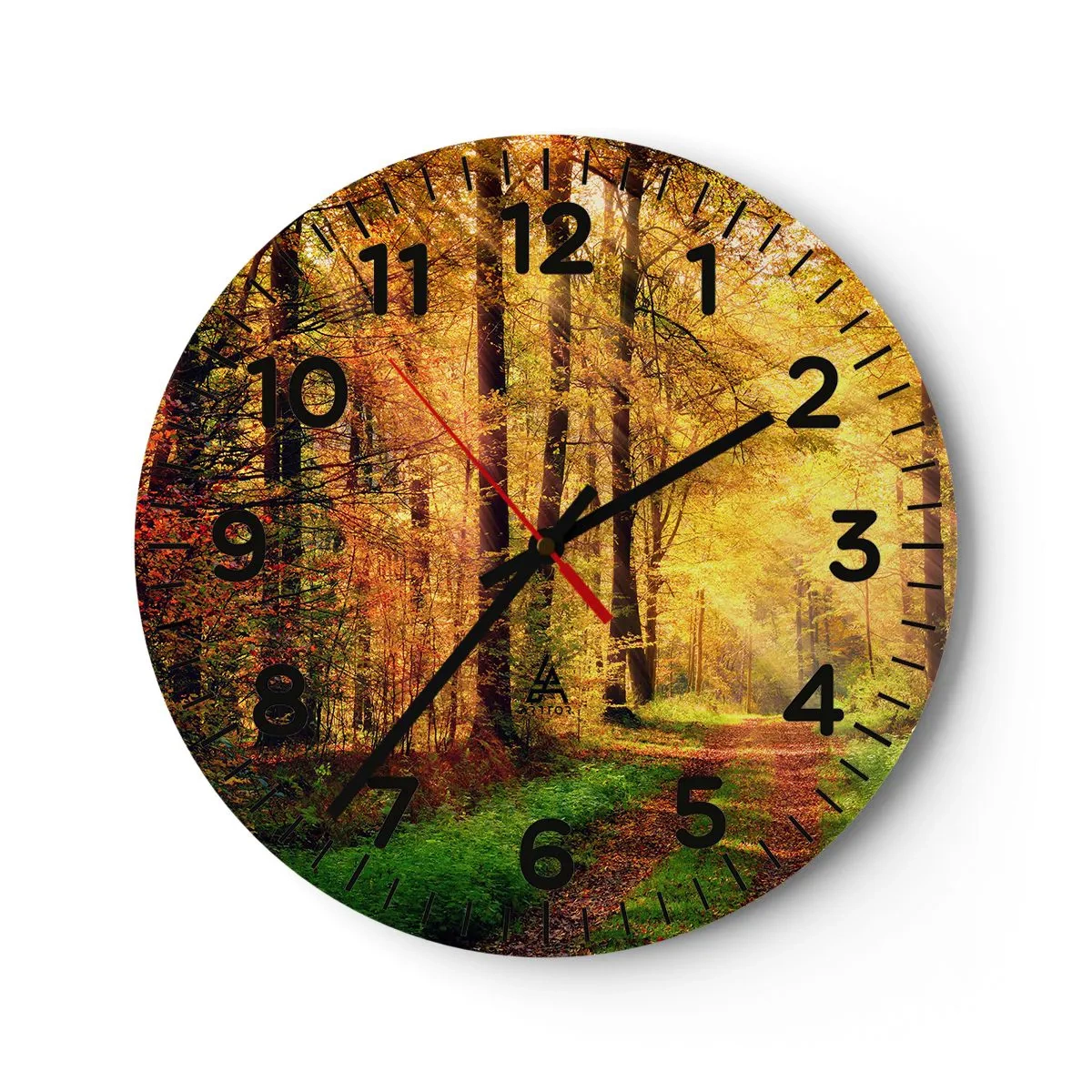 Horloge murale - Pendule murale - Silence d'or en forêt - 40x40 cm