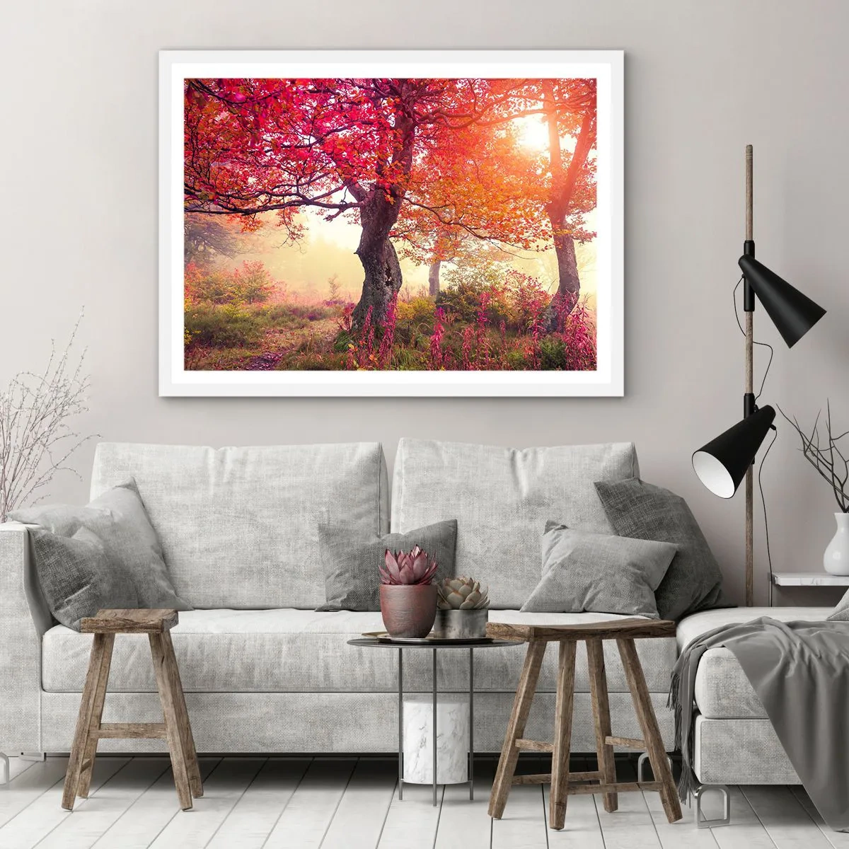 Affiche dans un cadre blanc - Poster - Frénésie de floraison - 70x50 cm