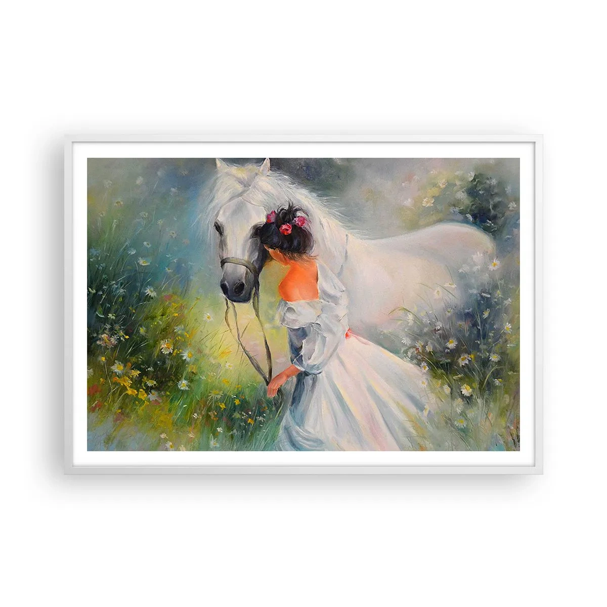 Affiche dans un cadre blanc - Poster - Comme dans un beau rêve - 100x70 cm