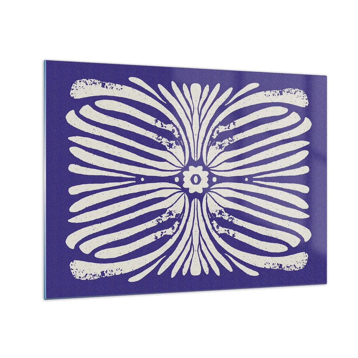 Impression sur verre - Image sur verre - Motif ethnique symétrique sur fond violet - 70x50cm - Inspirations ethniques - Décoration murale moderne pour le salon et la chambre ARTTOR