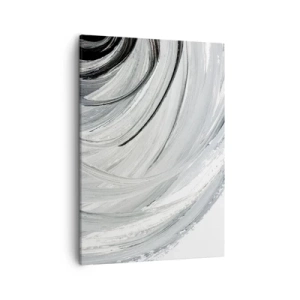 Impression sur toile - Image sur toile - Un tourbillon monochrome dans des tons de gris et de noir - 50x70cm - Composition orbitale - Décoration murale moderne pour le salon et la chambre ARTTOR