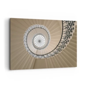 Impression sur toile - Image sur toile - Escalier en colimaçon dans une approche géométrique élégante - 120x80cm - À l'intérieur de la coquille - Décoration murale moderne pour le salon et la chambre ARTTOR