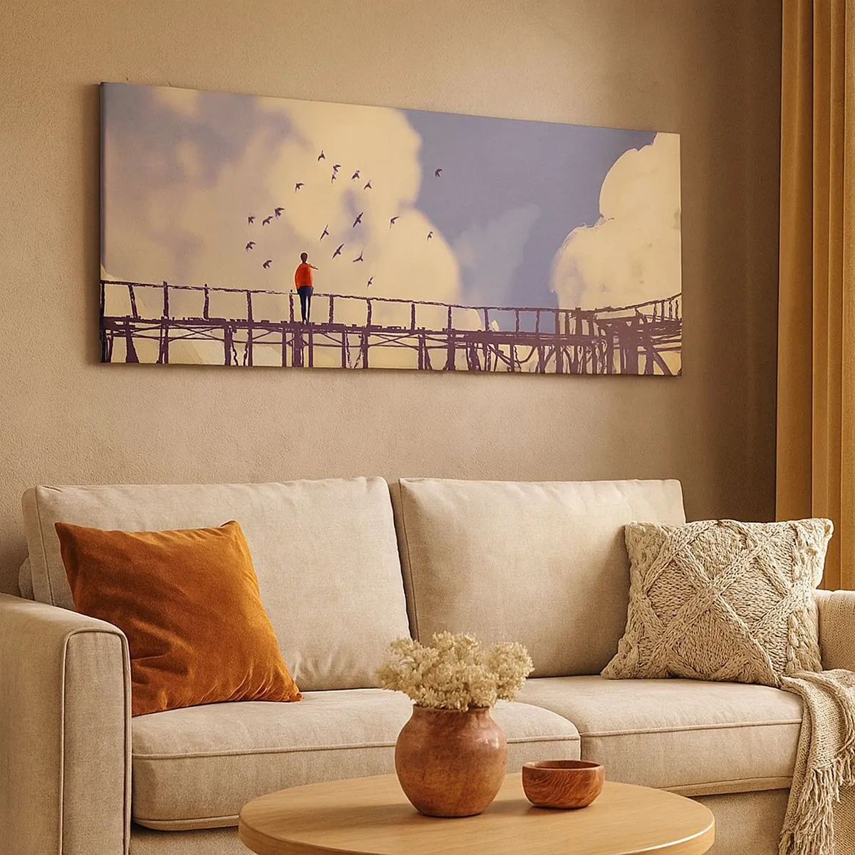 Impression sur toile - Image sur toile - Bleu nostalgie - 100x40 cm