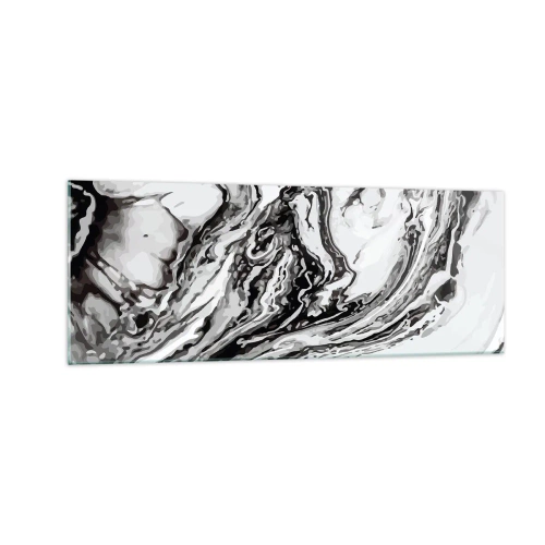 Impression sur verre - Image sur verre - Motif de marbre abstrait en noir et blanc - 140x50cm - Au début, c'était le chaos - Décoration murale moderne pour le salon et la chambre ARTTOR
