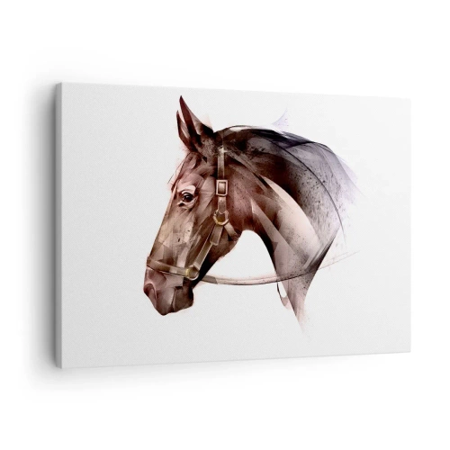 Impression sur toile - Image sur toile - Un profil de cheval dans une forme artistique délicate sur fond blanc - 70x50cm - Quelle grâce - Décoration murale moderne pour le salon et la chambre ARTTOR
