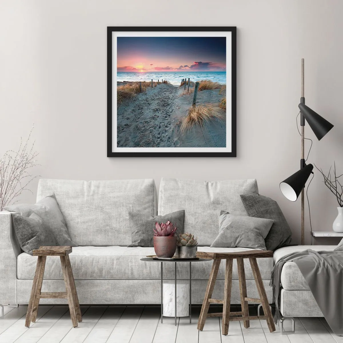 Affiche dans un cadre noir - Poster - Tu as versé l'éclat de l'arc-en-ciel sur les flots - 30x30 cm