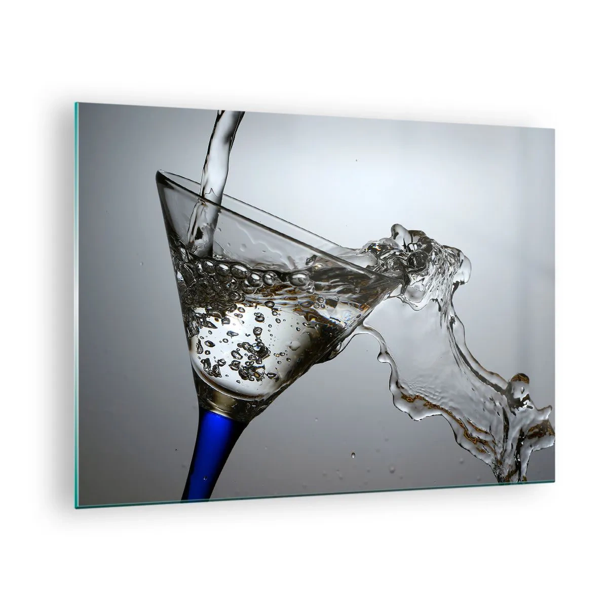 Impression sur verre - Image sur verre - Éclaboussures d'eau dans un verre à martini - 70x50cm - Eau cristalline dans un verre cristal - Décoration murale moderne pour le salon et la chambre ARTTOR