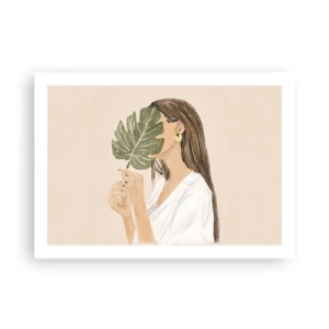 Affiche - Poster - Portrait mystérieux avec un éventail - 70x50 cm