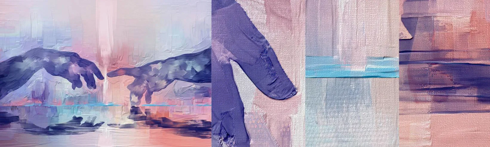 Échantillon de Papier Peint Premium Canvas - Divine étincelle de vie - Mains, Michel-Ange, Morceau - 100x30 cm