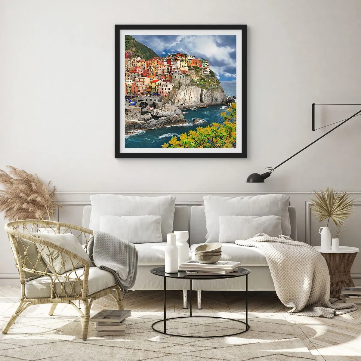 Affiche dans un cadre noir - Poster - Un groupe embrassant les rochers - 50x50 cm