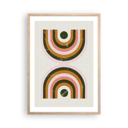 Affiche dans un chêne clair - Poster - Abstraction jumelle - 50x70 cm