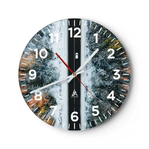 Horloge murale - Pendule murale - Couper à travers la forêt d'hiver - 30x30 cm