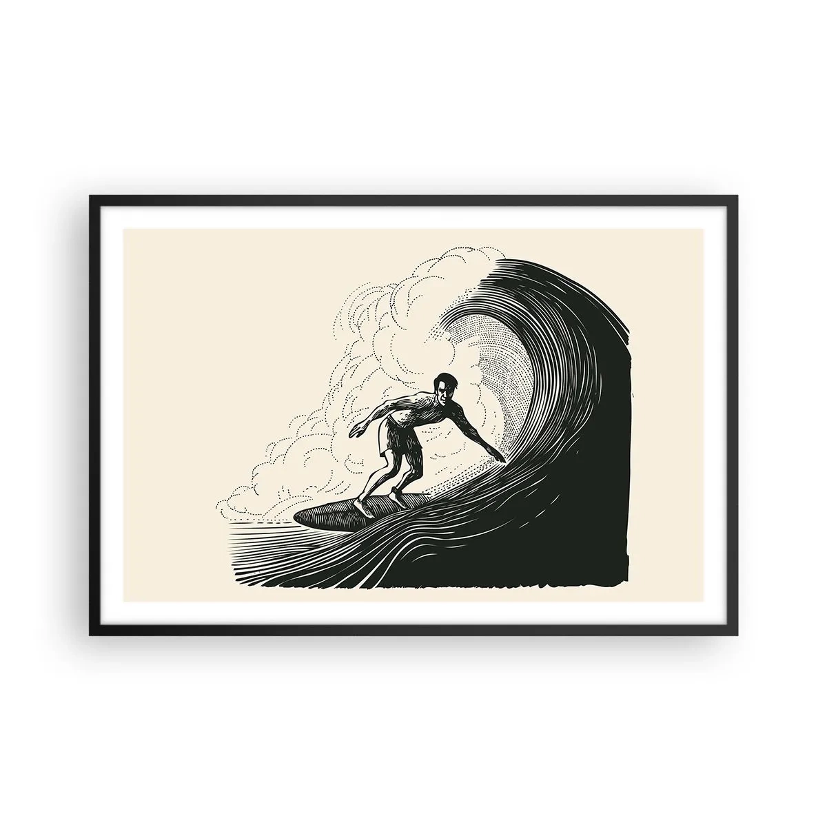 Affiche dans un cadre noir - Poster - Le roi de la vague - 91x61 cm
