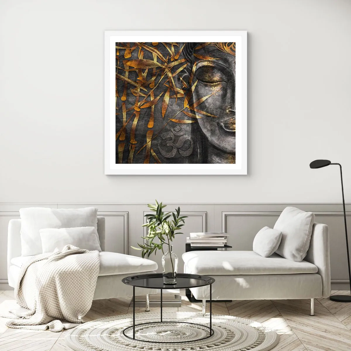 Affiche dans un cadre blanc - Poster - Ressentir le calme - 30x30 cm