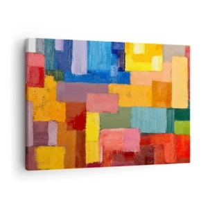 Impression sur toile - Image sur toile - Rectangles abstraits colorés dans différentes nuances - 70x50cm - Chacun est différent, tout est coloré - Décoration murale moderne pour le salon et la chambre ARTTOR