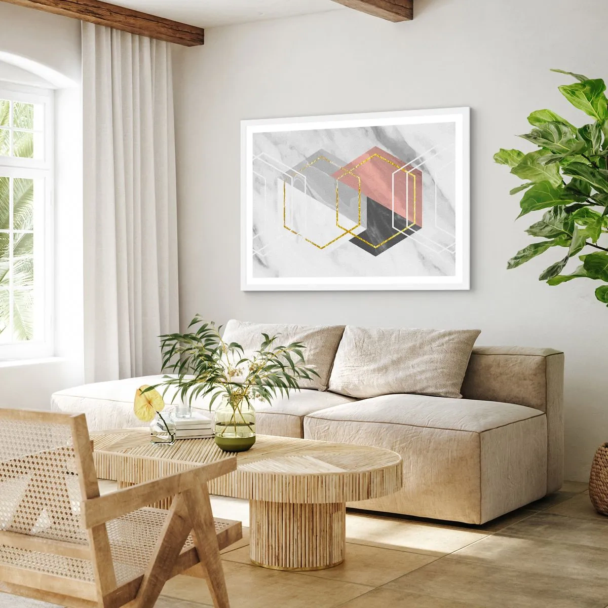 Affiche dans un cadre blanc - Poster - Composition en chaîne - 70x50 cm