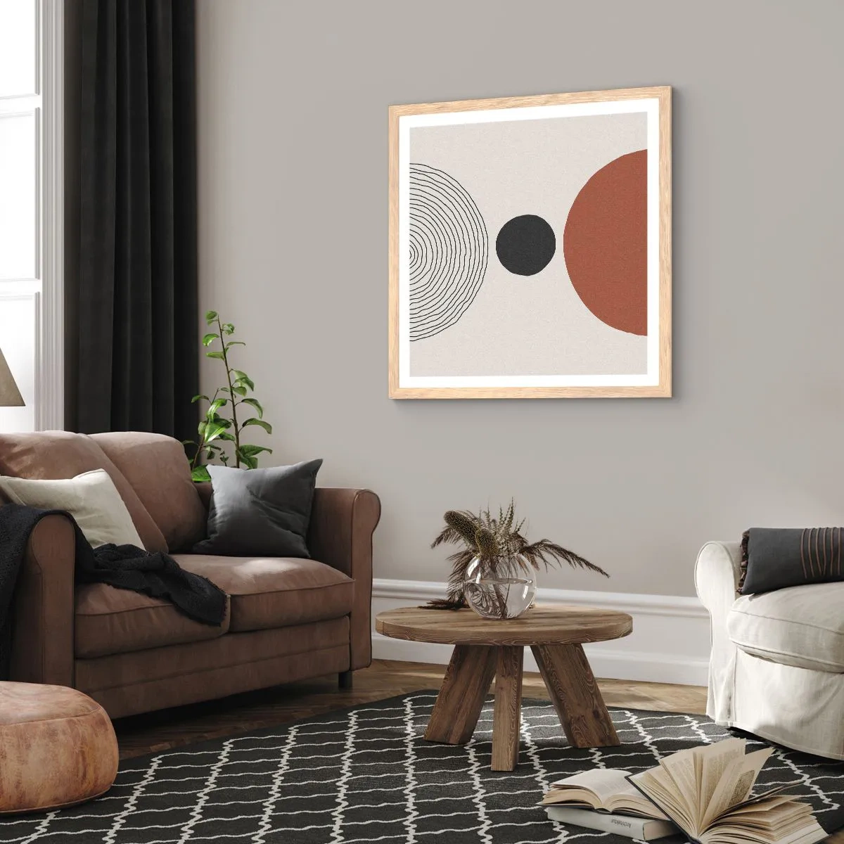 Affiche dans un chêne clair - Poster - Au centre de l'attention - 60x60 cm