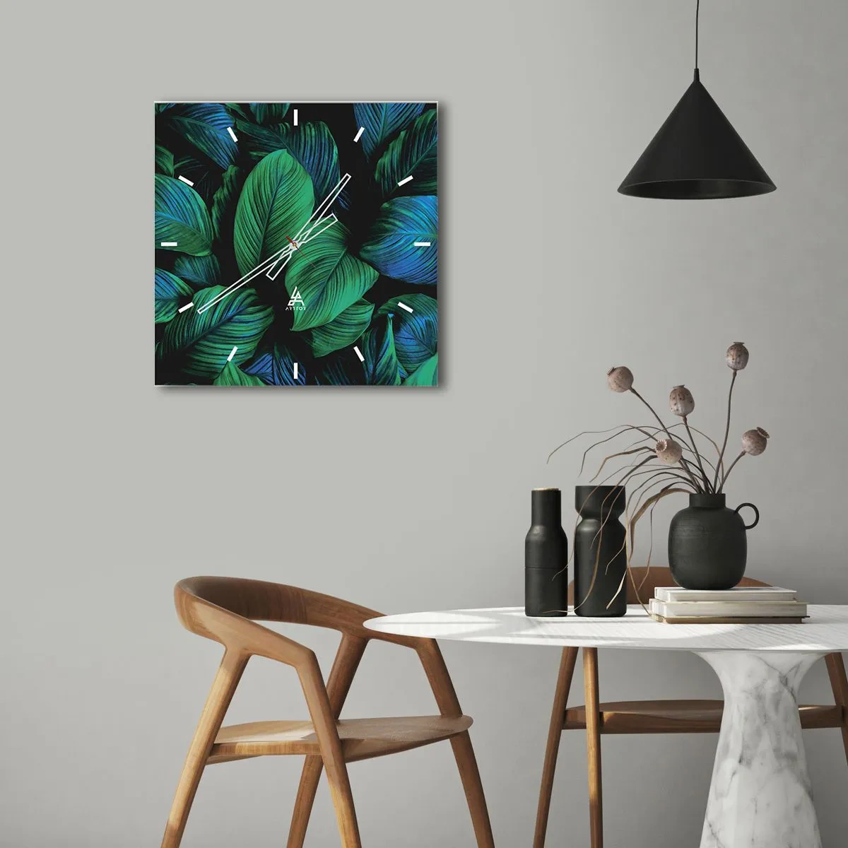 Horloge murale - Pendule murale - Dans la foule verte - 40x40 cm