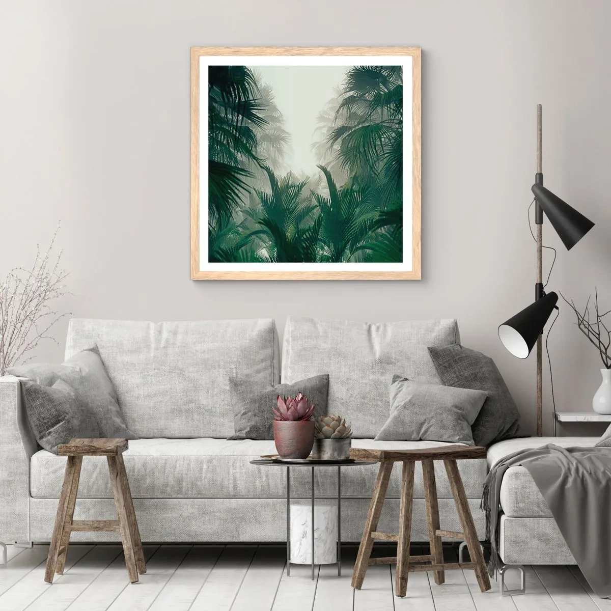 Affiche dans un chêne clair - Poster - Secret tropical - 60x60 cm