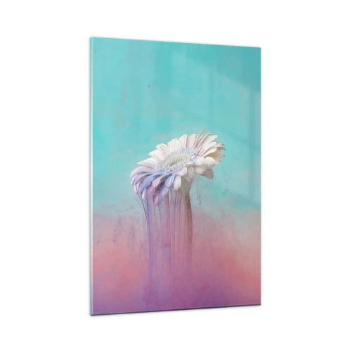 Impression sur verre - Image sur verre - Gerbera pastel avec effet flou - 80x120cm - Le monde souterrain des fleurs - Décoration murale moderne pour le salon et la chambre ARTTOR