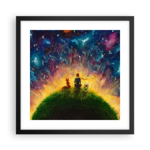 Affiche dans un cadre noir - Poster - Amour et amitié - le monde entier - 40x40 cm