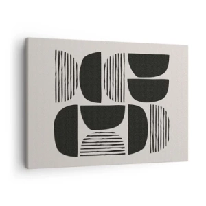 Impression sur toile - Image sur toile - Géométrie avec demi-cercles et lignes en noir sur fond clair - 70x50cm - Offres sans enthousiasme - Décoration murale moderne pour le salon et la chambre ARTTOR