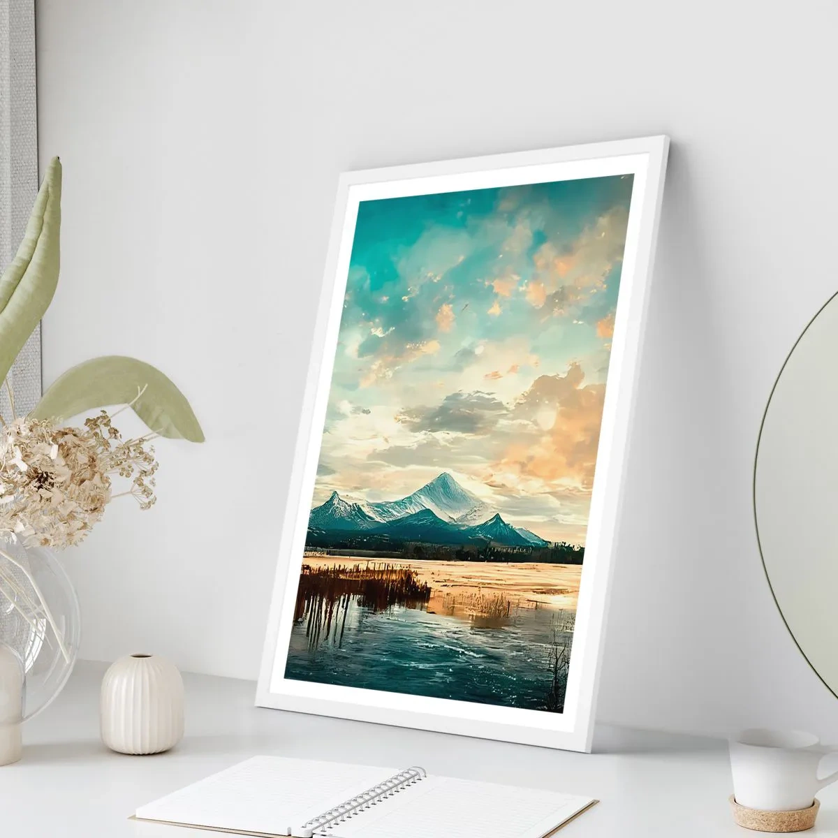 Affiche dans un cadre blanc - Poster - Sous la protection du ciel - 50x70 cm