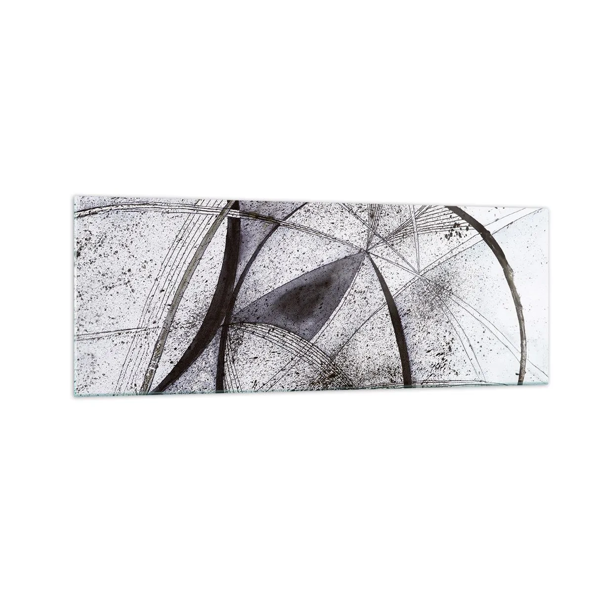 Impression sur verre - Image sur verre - Lignes et formes abstraites dans des tons de gris et de noir - 140x50cm - Fantaisie futuriste - Décoration murale moderne pour le salon et la chambre ARTTOR